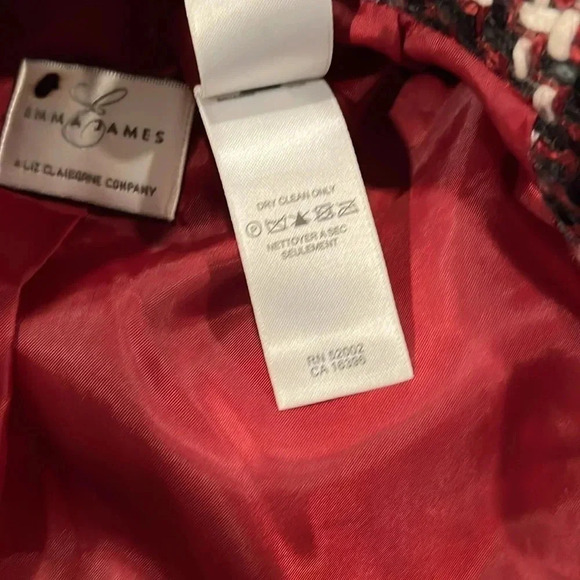 Emma James Basketweave Tweed One Button Blazer Wine Red and Black Womens 6 - Picture 5 of 8